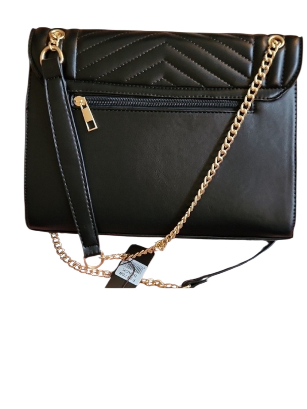 Yves Saint Laurent Black Chevron Shoulder Bag with Gold Logo - Picture 3 of 5